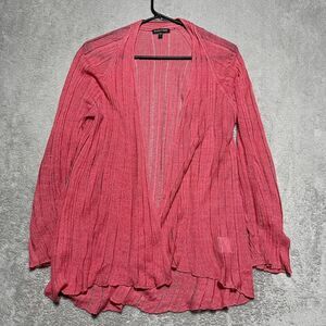 Eileen Fisher Cardigan Womens Small‎ Sweater Pink Open Front Linen Silk